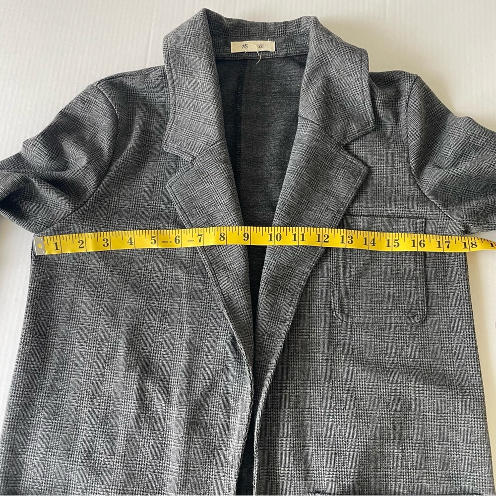Madewell Gray Plaid Oversized Blazer Jacket Sweater Open Front - Picture 7 of 11